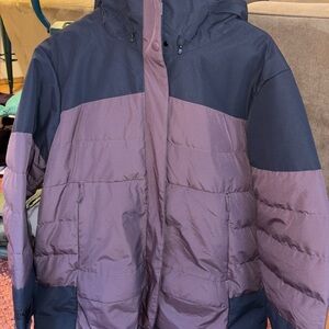Mountain Hardwear Women’s maroon and black down vortex ski coat